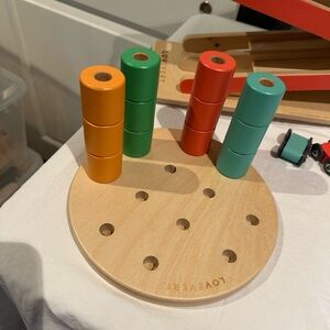 LOVEVERY Wooden Stacking Pegboard - optional Race & Chase Ramp add on